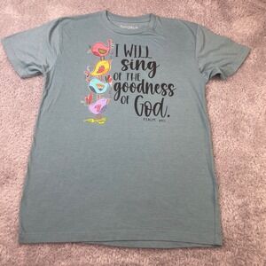 Love in Faith T-Shirt Women Large Blue Goodness of God Graphic Tee Psalm 89:1